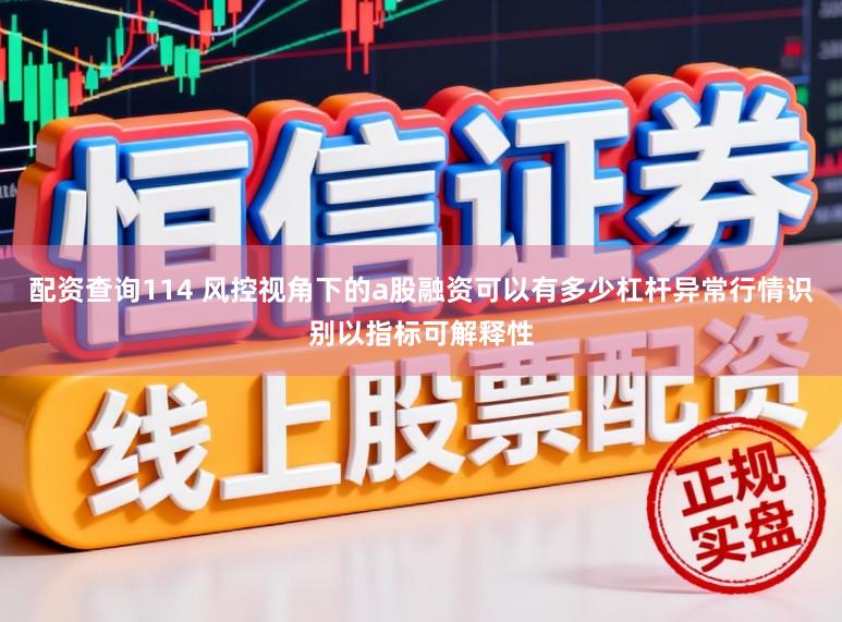 配资查询114 风控视角下的a股融资可以有多少杠杆异常行情识别以指标可解释性